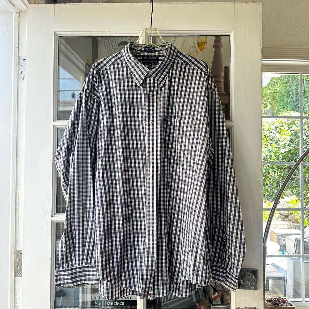 Hathaway‎ Sport Plaid Button Down Shirt Long Sleeve Oxford XXL